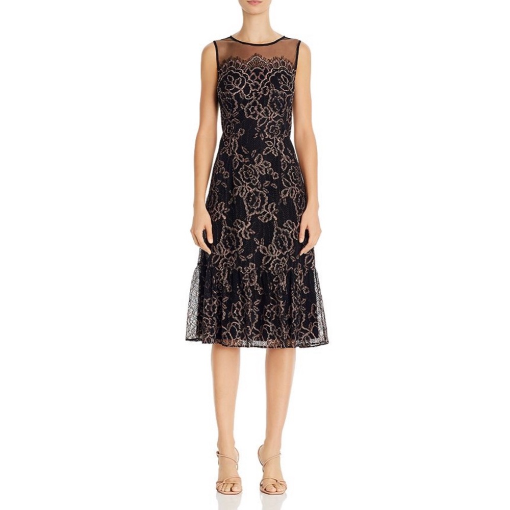 Adrianna Papell Maria Lace Midi Dress. Size 6